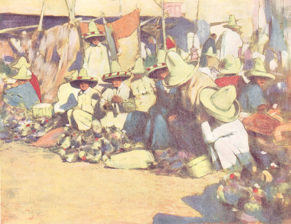 MEXICO. Puebla, Mexico 1920 old antique vintage print picture